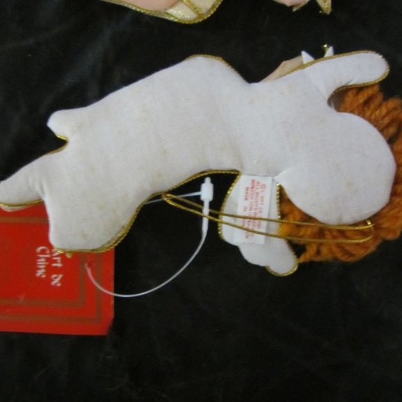 80'S 90'S KITCSHY L'ART DE CHINE FABRIC CHRISTMAS ORNAMENTS SET OF 8 W/ORIG TAGS - Picture 11 of 11